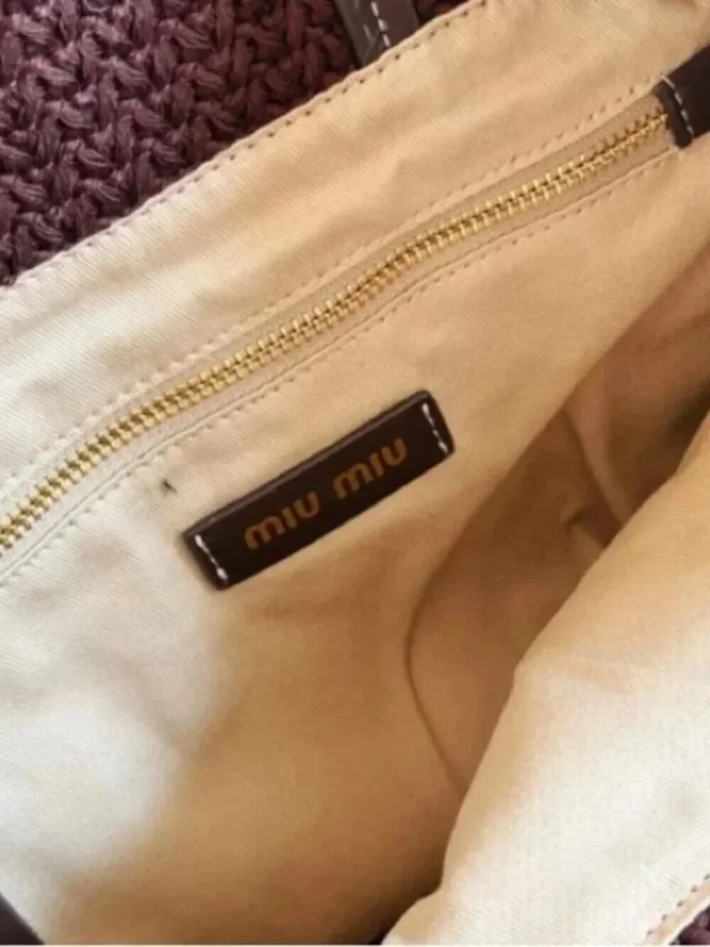 Miu Miu Striped Knitted Large Tote Bag Logo Embroidery Summer Beach Shopper Hand